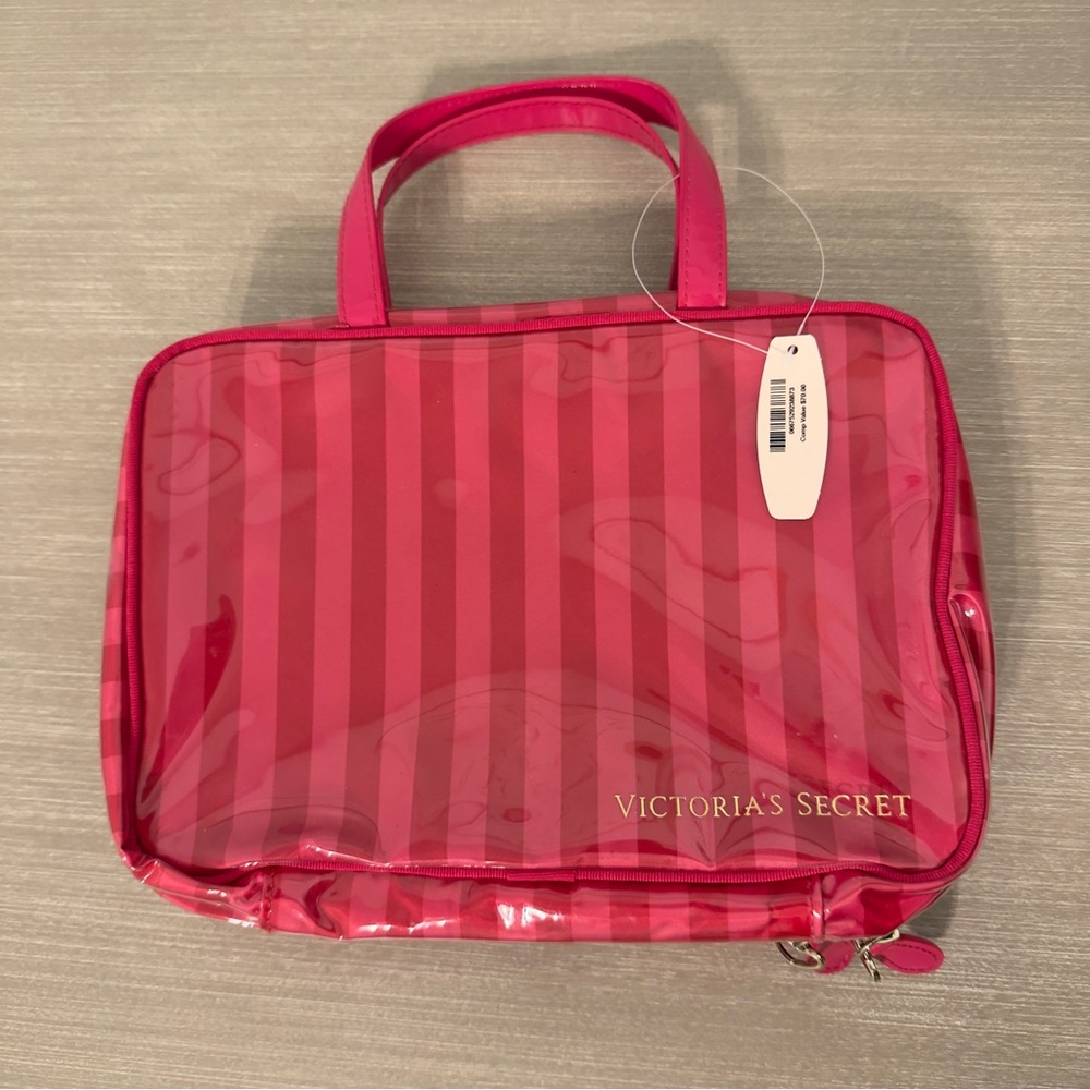 Victoria's Secret Rare Red Pink Hanging Cosmetic Travel Case MSRP $70 NEW